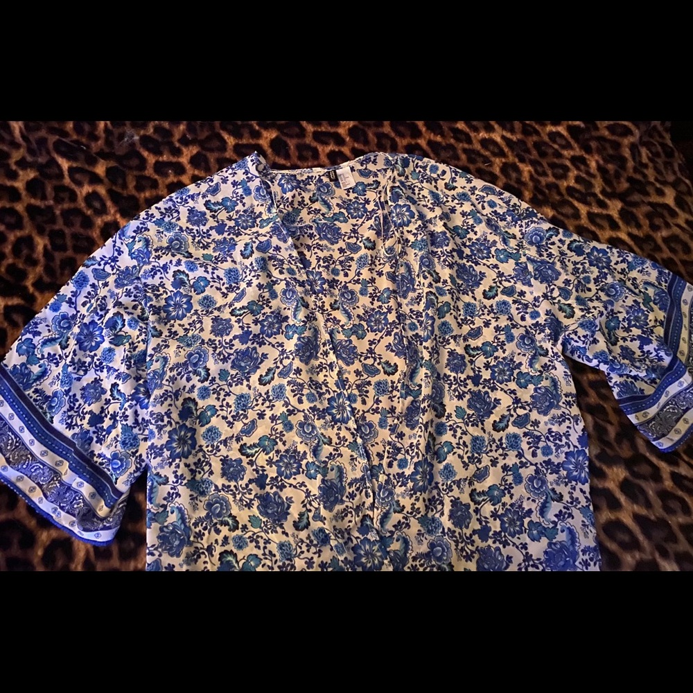 H&M Blue Floral Kimono